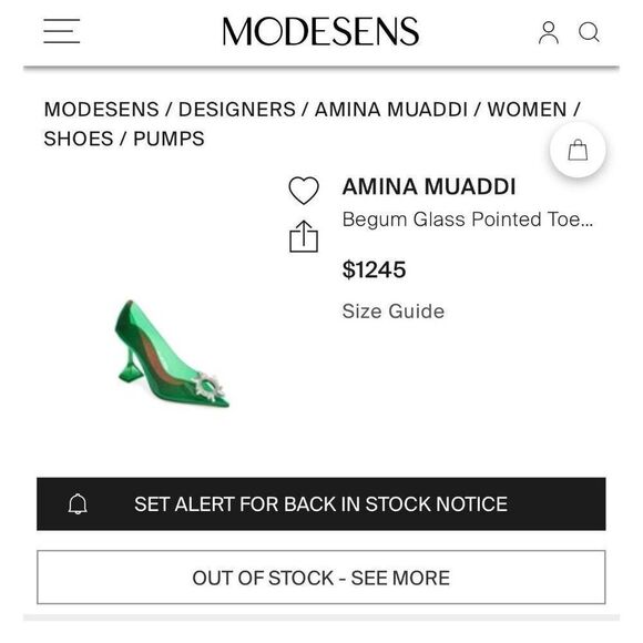 NWT AMINA MUADDI Begum Green Pointed Toe Crystal Brooch Glass Pumps Size… - Picture 6 of 16